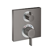 Hansgrohe Ecostat Square Thermostatic Valve Trim Only with Integrated Volume Control Diverter for 2 Distinct Functions- Less Rough In Brushed Black Chrome