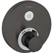Hansgrohe ShowerSelect S Round Thermostatic Valve Trim Only with On/Off Select Push Button - Less Rough In Brushed Black Chrome