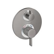 Hansgrohe Ecostat S Thermostatic Valve Trim Only with Integrated Volume Control and Diverter for 2 Distinct Functions - Less Rough In Brushed Black Chrome