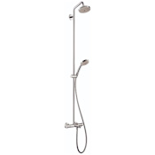 Hansgrohe Croma Thermostatic Showerpipe 150 1-Jet with Tub Filler, 2.0 GPM Chrome