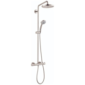 Hansgrohe Croma Thermostatic Showerpipe 220 1-Jet, 2.5 GPM Brushed Nickel