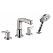 Hansgrohe Metris S Deck Mounted Roman Tub with Built-In Diverter and Lever Handles - Includes 1.8 GPM Hand Shower Brushed Nickel