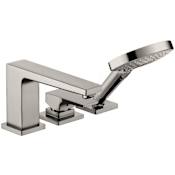 Hansgrohe Metropol Deck Mounted Roman Tub with Built-In Diverter - Includes 1.75 GPM Hand Shower Brushed Black Chrome
