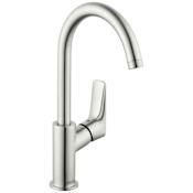 Hansgrohe Logis 1.2 GPM Single Hole Bathroom Faucet with EcoRight and ComfortZone Technologies - Drain Assembly Included Brushed Nickel