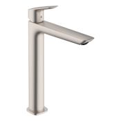 Hansgrohe Logis Fine 1.2 GPM Vessel Single Hole Bathroom Faucet 240 with ComfortZone, EcoRight, and AirPower Technology - Less Drain Assembly Brushed Nickel