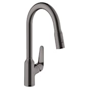 Hansgrohe Focus N 1.75 GPM Pull-Down Kitchen Faucet HighArc Spout with Magnetic Docking & Toggle Spray Diverter - Limited Lifetime Warranty Brushed Black Chrome