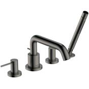 Hansgrohe Tecturis S Deck Mounted Roman Tub Filler with Built-In Diverter - Includes Hand Shower Brushed Black Chrome