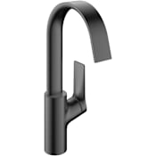 Hansgrohe Vivenis 1.2 GPM Vessel Single Hole Bathroom Faucet with Pop-Up Drain Assembly Brushed Black Chrome