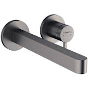 Hansgrohe Finoris 1.2 GPM Wall Mounted Mini-Widespread Bathroom Faucet - Less Drain Assembly and Rough In Brushed Black Chrome