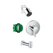 Hansgrohe Pulsify Tub and Shower Trim Package with 1.75 GPM Single Function Shower Head, Shower Arm, Tub Spout, and Valve Trim - Includes Rough-In Brushed Bronze