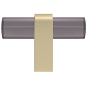 Hapny Home Clarity 2" Wide Solid Brass and Smoke Acrylic Luxury Modern T Bar Cabinet Knob / Drawer Knob Smoke / Satin Brass