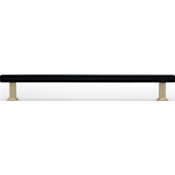 Hapny Home Mod 8" Center to Center Solid Brass Square Cabinet Bar Handle / Drawer Bar Pull - Split Finish Matte Black / Satin Brass