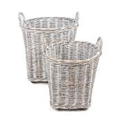 happimess Arbour 19-1/2" Wide Rattan Basket - Set of 2 White Wash / Kubu Gray