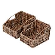 happimess Havanah 11" Wide Metal and Water Hyacinth Basket - Set of 2 Brown