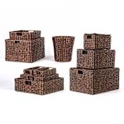happimess 15-3/8" Wide Iron and Water Hyacinth Basket - Set of 10 Dark Brown Wash