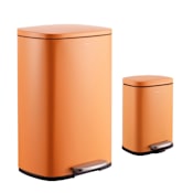 happimess Connor 49.9 Liter Iron Free Standing Trash Can with Soft-Close Lid and 4.9 Liter Mini Trash Can Carrot Cake
