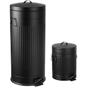 happimess Theo 35.2 Liter Stainless Steel Free Standing Step-Open Trash Can with Matching Mini Can Charcoal Black