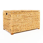 happimess Anada 30" Wide Water Hyacinth and Wood Collapsable Trunk Beige