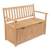 happimess Sophie 47" Wide Outdoor Storage Bench Light Teak Matte Finish
