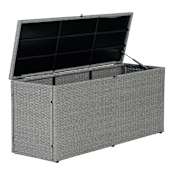 happimess Nino 47-1/4" Wide Metal and Synthetic Rattan Storage Box Gray