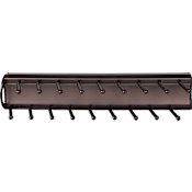 Hardware Resources Closet System 14" Sliding Push Open Tie Rack Organizer with 18 Hooks - 100lb Bearing Dark Bronze