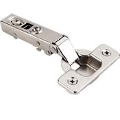 Hardware Resources 110° Heavy Duty Full Overlay Screw Adjustable Soft-close Hinge with Press-in 8 mm Dowels - Single Hinge Polished Nickel