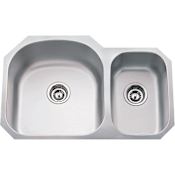 Hardware Resources 31-1/2" Undermount Double Basin Stainless Steel Kitchen Sink Stainless Steel
