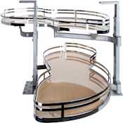 Hardware Resources Pull Out 2 Tier Blind Corner Kitchen Cabinet Organizer for 18 Inch Cabinet Opening - Right of the Blind Maple / Polished Chrome