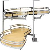 Hardware Resources Pull Out 2 Tier Blind Corner Kitchen Cabinet Organizer for 21 Inch Cabinet Opening Maple / Polished Chrome