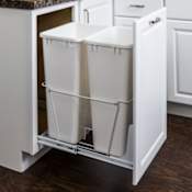 Hardware Resources Double 50 Quart Wire Pull Out Trash Can / Trash Drawer with Full Extension Slides for 18" Base Cabinets - Cans Not Included White