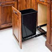 Hardware Resources Single 35 or 50 Quart Bottom Mount 10-1/4" Wide Wire Pull Out Trash Can Kit with Full Extension Slides - Trash Bin Not Included - For 12" Wide Cabinet Openings Black