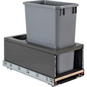 Hardware Resources CAN-MDB Series Bottom Mount Single Bin Trash Can Pull Out with Soft-Close Slides - 35 Quart Capacity Grey