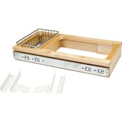 Hardware Resources 15" Top Mount Single Bin Pull Out Trash Can with Soft Close Slides for 50 Quart Bins - Included Natural White Birch / Black