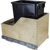 Hardware Resources 12" Bottom Mount Single Bin Pull Out Trash Can with Full Extension and Soft Close Slides for 35 Quart Bins - Included Black