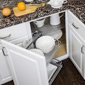 Hardware Resources Sliding Basket Blind Corner Cabinet Organizer for Frameless Cabinetry Polished Chrome