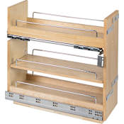 Hardware Resources No Wiggle 8" Wide Base Cabinet Under Drawer Pull Out Spice Rack Drawer Filler with Soft Close Slides Natural White Birch