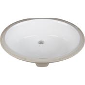 Hardware Resources 19-1/16" (17-3/8" Bowl) Oval Porcelain Undermount Bathroom Sink with Overflow White