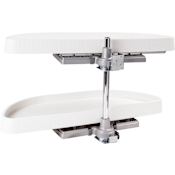 Hardware Resources 32" Half Moon Two Tier Blind Corner Cabinet Lazy Susan with Pivot and Pull Out Shelves White