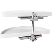 Hardware Resources 35" Half Moon Two Tier Blind Corner Cabinet Lazy Susan with Pivot and Pull Out Shelves White