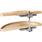 Hardware Resources Wood 38" Half Moon Two Shelf Corner Cabinet Lazy Susan with Pivot and Pull Out Shelves Natural White Birch