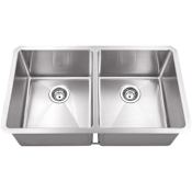 Hardware Resources 32" Undermount Double Basin Stainless Steel Kitchen Sink Stainless Steel