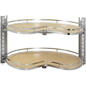 Hardware Resources CORNERMAX 32" W Kidney 2 Tier Side Mount Double Lazy Suzan for 36" Base Corner Cabinets UV Coated