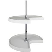 Hardware Resources 32 Inch Kidney Shaped Lazy Susan Three Shelf Set with Metal Hubs White