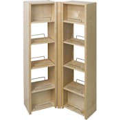Hardware Resources 45-5/8 Inch Tall 12 Inch Wide Swing Out Pantry Organizer with 10 Adjustable Shelves Natural