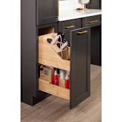 Hardware Resources Powered Organizer 11" Wide Plug-In No Wiggle Bathroom Vanity Pull Out Organizer for 15" Standard Full Height Base Cabinet UV Coated Light Wood