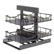 Hardware Resources Storage With Style - Two Tier 4 Basket Blind Corner Cabinet Organizer - For 45" Blind Corner Cabinets Black Nickel
