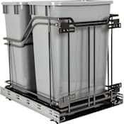 Hardware Resources Storage with Style Bottom Mount 15"W Double 35 Qt / 8.75 Gallon Pull Out Trash Can System with Full Extension and Soft Close Slides - Bins / Cans Included Black Nickel / Grey