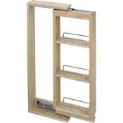 Hardware Resources 30 Inch Tall 6 Inch Wide Base Filler Pull Out Organizer with Adjustable Shelves and Full Extension Ball Bearing Slides Natural