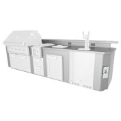 Hestan 146 Inch Wide Outdoor Living Suite with Stainless Steel Countertop Beverage Dispenser Cutout and Bar Stainless Steel