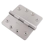 Hickory Hardware Solid Stainless Steel 4" X 4" - 1/4" Radius Corner Plain Bearing Arc Pattern 8 Hole Door Hinge Brushed Stainless Steel